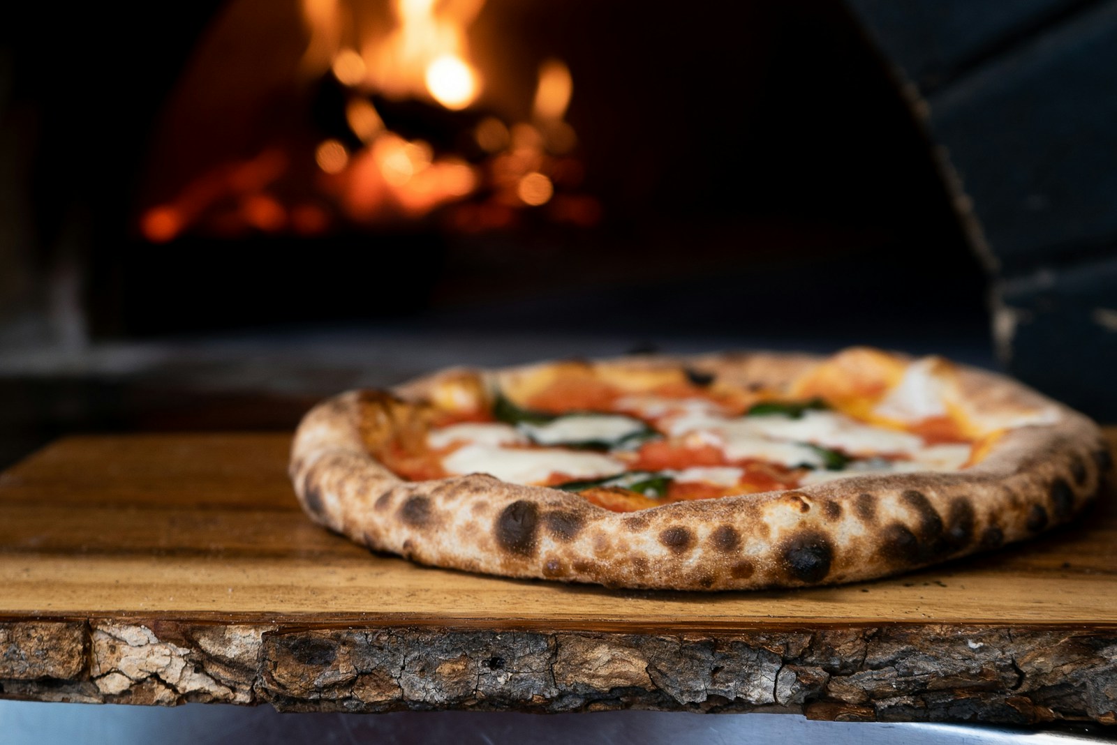 Illustrative stone-baked pizza photograph